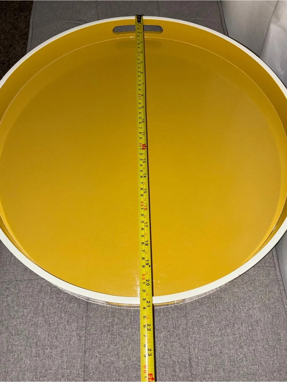 West Elm Large Lacquer Round Tray (21”) Round Mustard Yellow Serving Tray
